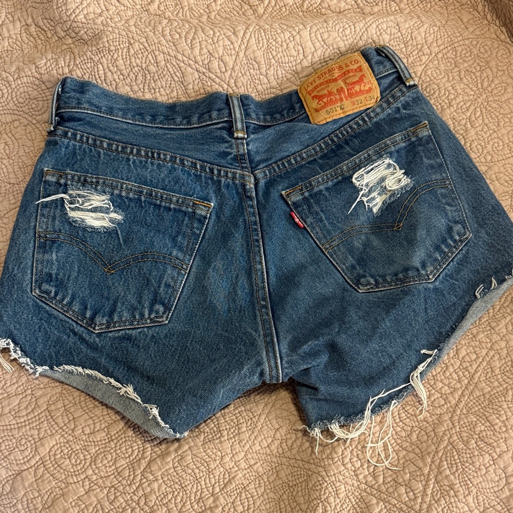 Levi's 501 Women's Distressed Blue Jean Shorts